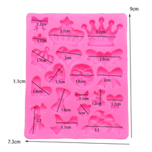 Load image into Gallery viewer, silicone silicon bow bows heart crown mould mold cake fondant sugarcraft soap princess theme