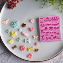 Load image into Gallery viewer, silicone silicon bow bows heart crown mould mold cake fondant sugarcraft soap princess theme