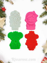 Load image into Gallery viewer, nutcracker characters christmas cookie cutter stamp- clara,sugarplum fairy & the mouse king