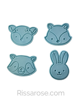 Load image into Gallery viewer, Woodland animal Cookie Cutter Stamp Deer Fox Raccoon Rabbit Safari Jungle