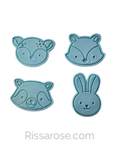 Load image into Gallery viewer, Woodland animal Cookie Cutter Stamp Deer Fox Raccoon Rabbit Safari Jungle
