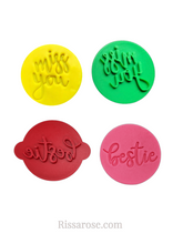 Load image into Gallery viewer, miss you bestie besties cookie stamp fondant embosser lockdown miss you + bestie