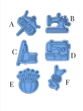 Load image into Gallery viewer, sew theme cookie cutter stamp - sewing machine,pin cushion, thread needle, crochet