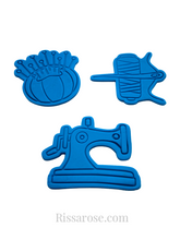 Load image into Gallery viewer, sew theme cookie cutter stamp - sewing machine,pin cushion, thread needle, crochet any 3 (please leave note during check out)