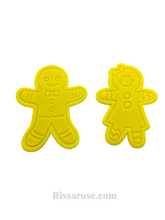 Load image into Gallery viewer, christmas gingerbread man cookie cutter boy girl cookie cutter stamp diy tools clay soap 2 gingerbread men &amp; girl set
