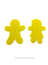 Load image into Gallery viewer, christmas gingerbread man cookie cutter boy girl cookie cutter stamp diy tools clay soap 2 gingerbread men & girl set