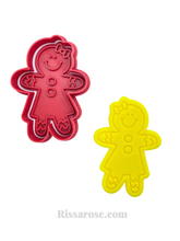 Load image into Gallery viewer, christmas gingerbread man cookie cutter boy girl cookie cutter stamp diy tools clay soap gingerbread girl
