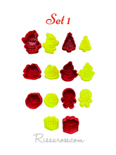 Load image into Gallery viewer, mini christmas cookie cutter advent calendar- santa, gingerbread house, gift, wreath, snowman and more