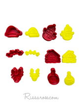 Load image into Gallery viewer, mini christmas cookie cutter advent calendar- santa, gingerbread house, gift, wreath, snowman and more