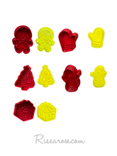 Load image into Gallery viewer, mini christmas cookie cutter advent calendar- santa, gingerbread house, gift, wreath, snowman and more