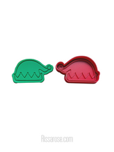 Load image into Gallery viewer, christmas elf cookie cutter set believe in elf fondant embosser elf hat feet elf hat