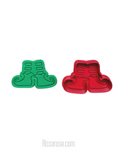 Load image into Gallery viewer, christmas elf cookie cutter set believe in elf fondant embosser elf hat feet elf shoes