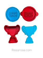 Load image into Gallery viewer, thanks coach cookie embosser champion trophy cutter afl footy soccer thanks coach + trophy