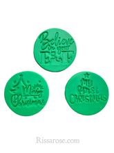 Load image into Gallery viewer, merry christams cookie stamp cake fondant embosser baby first christmas 2021 set of 3 (without 2021)