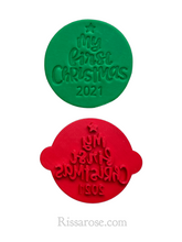 Load image into Gallery viewer, merry christams cookie stamp cake fondant embosser baby first christmas 2021