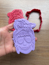 Load image into Gallery viewer, Lady Skull Cookie Cutter Stamp Halloween girl headband