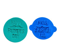 Load image into Gallery viewer, father's day cookie stamps - best dad, superdad, and happy father's day father's day with a moustache