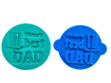 Load image into Gallery viewer, mini father's day cookie stamps - 5cm- best dad, superdad, and happy father's day world's best dad with a hat