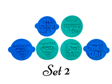 Load image into Gallery viewer, mini father's day cookie stamps - 5cm- best dad, superdad, and happy father's day set 2
