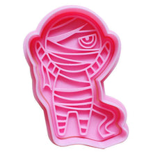 Load image into Gallery viewer, Halloween Cookie Fondant Cutter Stamp Skull Pumpkin Grave Witch Hat Mummy Candy Ghost