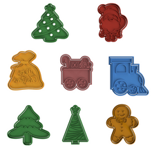 Load image into Gallery viewer, Christmas Cookie Cutter Stamp Fondant Embosser Santa Gingerbread Man Train Gift Bag Father Xmas