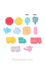 Load image into Gallery viewer, Transportation Road Signs Cookie Cutter Stamp Stop Sign Crossing Tree Airplane Parking Traffic light Ambulance Train