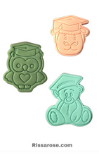 Load image into Gallery viewer, Graduation Bear Cookie Cutter Stamp Graduation Owl Lamb
