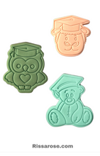 Load image into Gallery viewer, Graduation Bear Cookie Cutter Stamp Graduation Owl Lamb