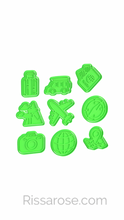 Load image into Gallery viewer, Travel Set Cookie Cutter Stamp  Luggage Caravan Passport Mountain Plane Compass Camera Globe Map