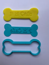 Load image into Gallery viewer, dog bone custom made cookie cutter stamp set with your dog name