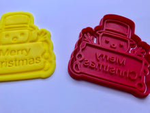 Load image into Gallery viewer, christmas bubble snowman father xmas holly leaf cookie cutter stamp fondant embosser merry christmas