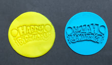 Load image into Gallery viewer, stylish happy birthday cookie stamp fondant embosser cake decoration birthday party cake balloon star mix fonts with balloons