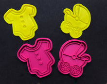 Load image into Gallery viewer, baby items cookie cutters stamps dummy rattle pram romper suit milk bottle fondant embosser