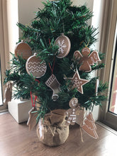 Load image into Gallery viewer, icing cookie christmas ornaments angel gingerbread man house tree train star sock bauble candy cane