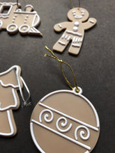 Load image into Gallery viewer, icing cookie christmas ornaments angel gingerbread man house tree train star sock bauble candy cane
