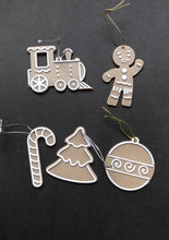 Load image into Gallery viewer, icing cookie christmas ornaments angel gingerbread man house tree train star sock bauble candy cane  pack of 5 - choice 1