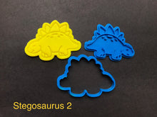 Load image into Gallery viewer, dinosaurs cookie cutter stamp t-rex stegosaurus brontosaurus tricerstops hatching number