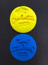 Load image into Gallery viewer, graduation class of the year cookie congratulations stamp fondant embosser end of year 2021 fondant embosser stamp cutter
