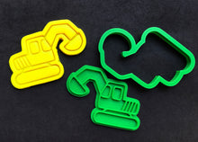 Load image into Gallery viewer, transport train digger front loader excavator bike rocket ship cookie cutter stamp fondant embosser vehicle tools excavator