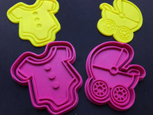 Load image into Gallery viewer, baby items cookie cutters stamps dummy rattle pram romper suit milk bottle fondant embosser
