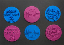 Load image into Gallery viewer, happy new year cookie fondant stamps embosse wine glass chin chin 2021 fireworks celebrition mold baking mould diy bakeware tool all 3