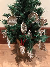 Load image into Gallery viewer, icing cookie christmas ornaments angel gingerbread man house tree train star sock bauble candy cane