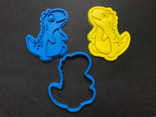 Load image into Gallery viewer, dinosaurs cookie cutter stamp t-rex stegosaurus brontosaurus tricerstops hatching number cute dinosaurs