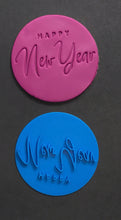 Load image into Gallery viewer, happy new year cookie fondant stamps embosse wine glass chin chin 2021 fireworks celebrition mold baking mould diy bakeware tool mix font