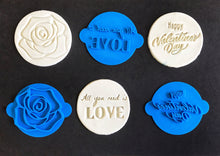 Load image into Gallery viewer, happy valentine's day rose all i need is love cookie stamps fondant embosser cake decoration any choice of 3