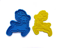 Load image into Gallery viewer, christmas cookie cutter stamp fondant embosser - reindeer & reindeer in a sphere reindeer