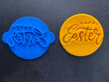 Load image into Gallery viewer, happy easter cookie stamp fondant emboseer bunny mix font cupcake topper style c