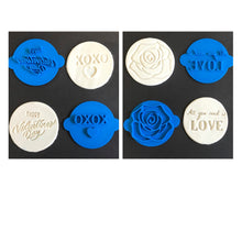 Load image into Gallery viewer, happy valentine's day rose all i need is love cookie stamps fondant embosser cake decoration set of 4 stamps