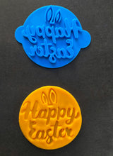 Load image into Gallery viewer, happy easter cookie stamp fondant emboseer bunny mix font cupcake topper style b