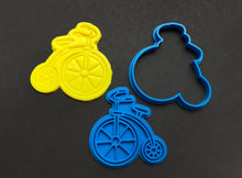 Load image into Gallery viewer, bike cookie cutter stamp bicycle bmx high wheel bike motorbike scooter fondant embosser cake tool high wheel bike